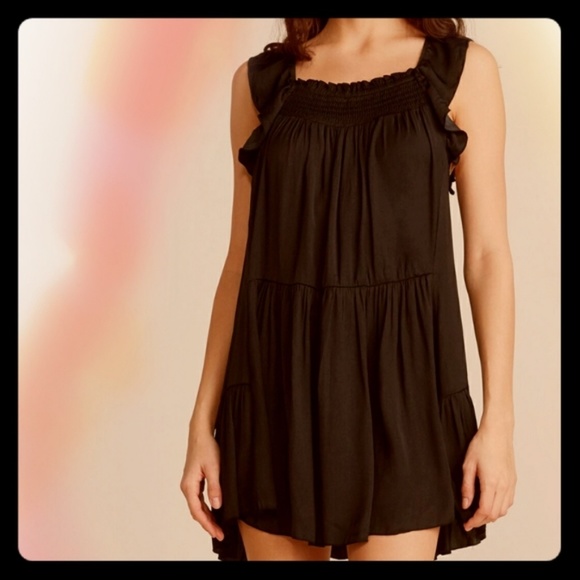 NEW Free People Want Your Love Mini Ruffle Doll Dress Boho Black Size S - Picture 3 of 10